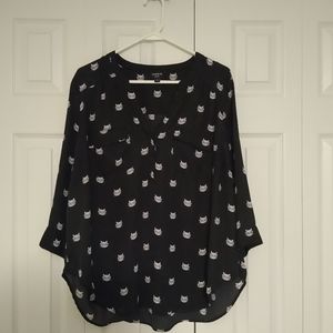 Torrid Harper blouse cat print